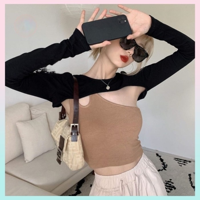 Kimberly Long Bolero Kaos Crop Top Wanita