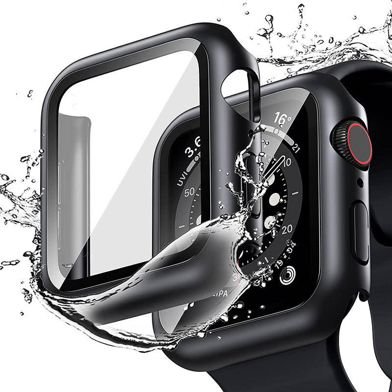 Kaca+cover Untuk Apple Watch case Serie8 7 45mm 41mm iwatch Accessorie Pelindung Layar Untuk iwatch Serie6 5 4 3 2 SE 44mm 40mm 42mm 38mm