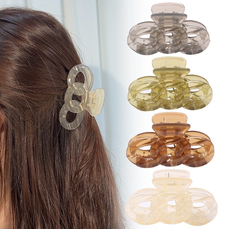 Jepit Rambut Desain Rantai Akrilik Aksesoris Rambut Korea Untuk Aksesoris Rambut Anak Perempuan ponytail holder fashion Cewek Bening jelly Warna hair clip 1pc simple hair claw clip