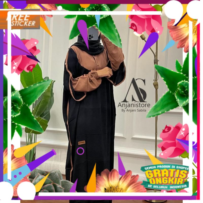 Gamis Anjanistore Original Gamis Twill Uniqlo Jumbo Busui Lengan Panjang Daster Arab Jumbo Motif Bat