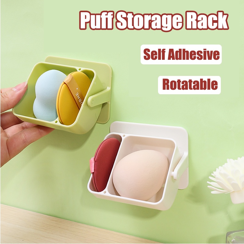 Rak Penyimpanan Telur Cantik Plastik Solid/Desktop Powder Puff Dry Storage Dinding Tempel Organizer Makeup