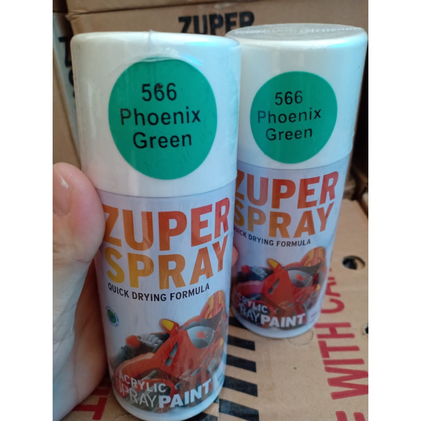 Zuper Spray Paint Pilok Pilox Warna Phoenix Green / Hijau (P 566) 150cc/150ml