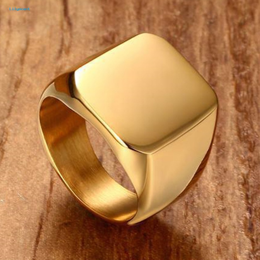 Lilyscent Cincin Pasangan Bebas Alergi Untuk Pakaian Sehari-Hari Pria Wanita Punk Vintage Square Ring Wedding Band Geometric