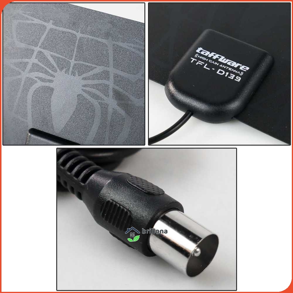 Antena TV Indoor Paket Dengan Penguat Sinyal Boster High Gain 25dB Antenna Bundling Booster Signal Amplifier Spider Pattern Taffware