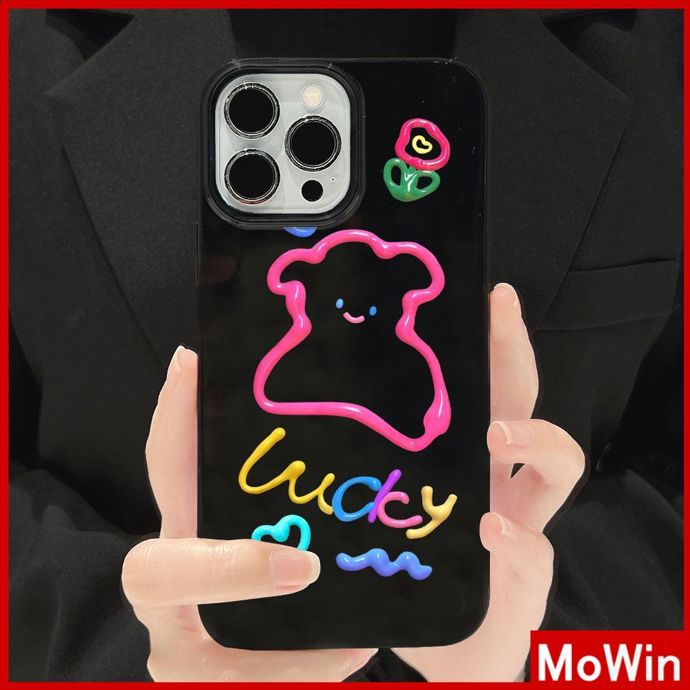 For iPhone 14 Pro Max iPhone Case Black Glossy TPU Soft Case Shockproof Protection Camera Cute Lucky Puppy Compatible with iPhone 13 Pro max 12 Pro Max 11 xr xs max 7Plus 8Plus