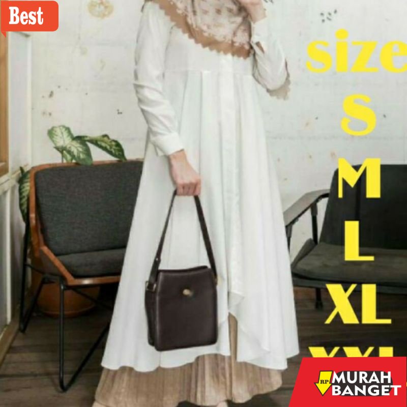 Tunik jumbo terbaru untuk wanita- Tunik Terbaru 2021 - Long tunik - Tunik Putih - Tunik Jumbo - Tuni