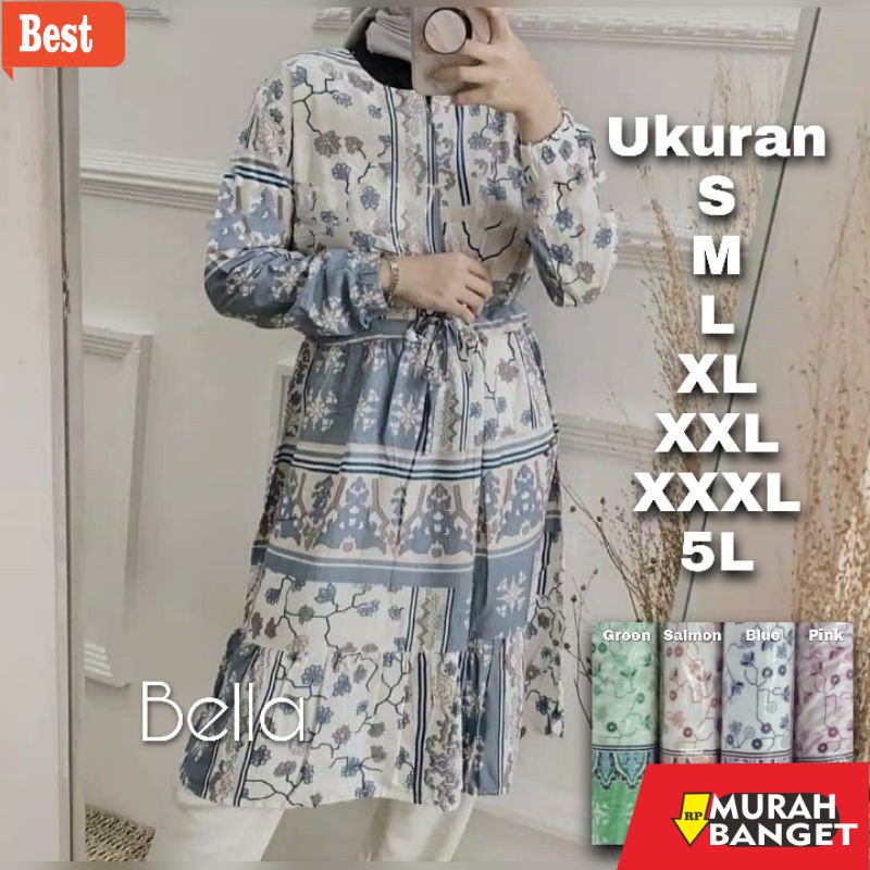 Tunik jumbo terbaru untuk wanita- Bella Tunik - Ukuran S M L XL XXL XXXL 5L - Baju Atasan Jumbo - Tu