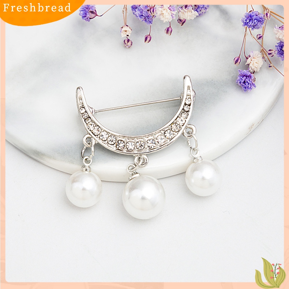 &lt; Freshbread &gt; 2Pcs Setengah Lingkaran Mutiara Imitasi Drop Bros Pin Lencana Baju Tindik Ornamen