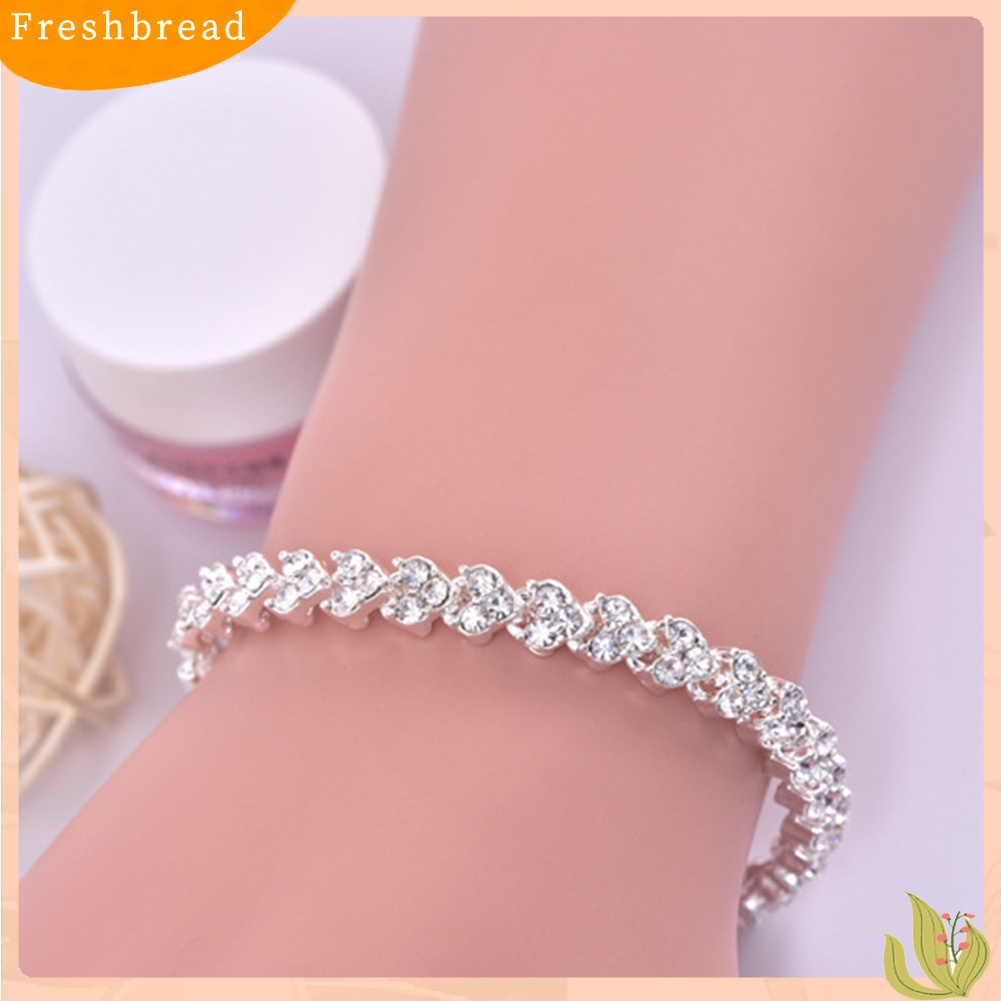 &lt; Freshbread &gt; Gelang Wanita Hias Berlian Imitasi Berkilau Bangle Adjustable Untuk Ulang Tahun Pesta