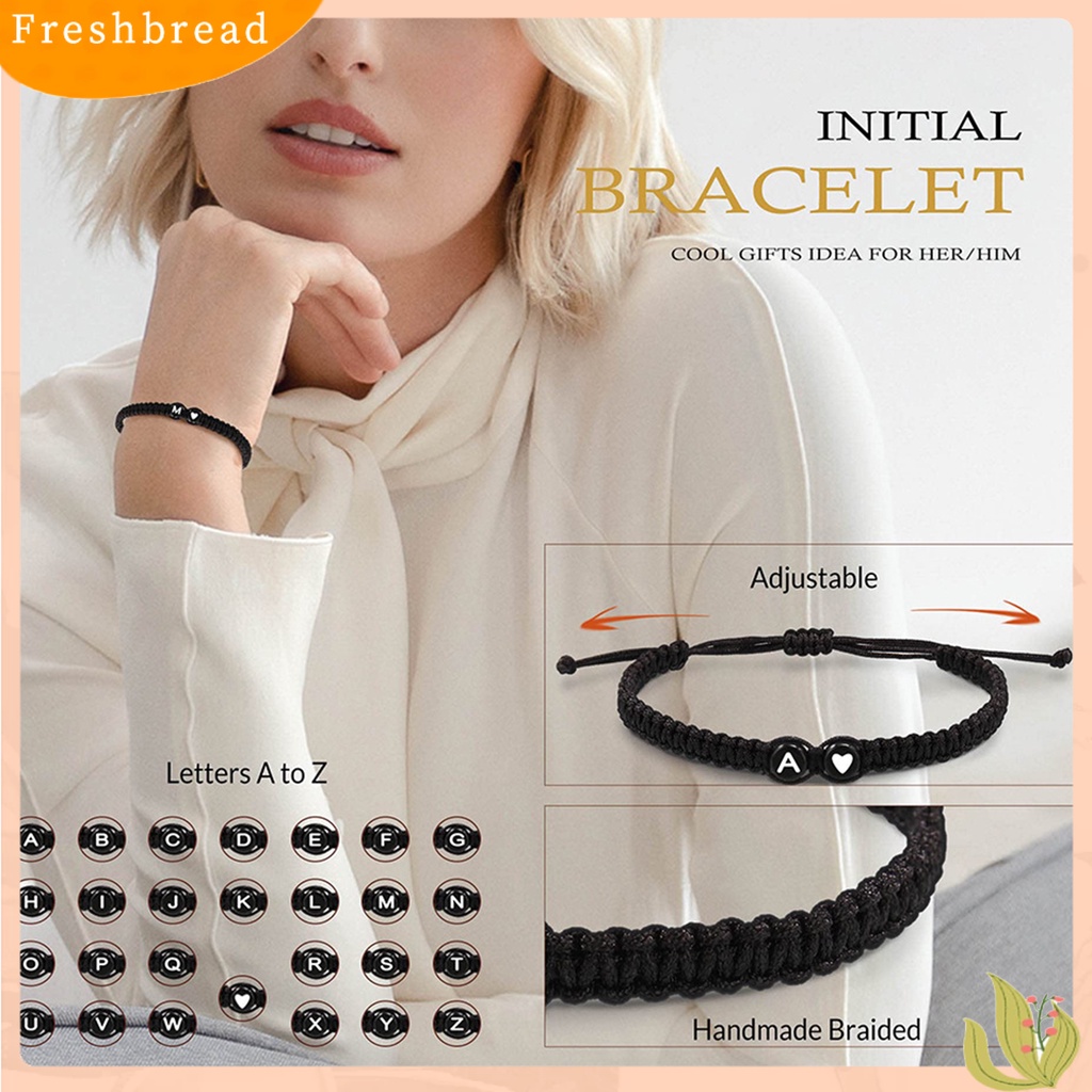 &lt; Freshbread &gt; Gelang Unisex 26huruf Tali Hati Adjustable Handmade Couple Bracelet Untuk Pakaian Sehari-Hari