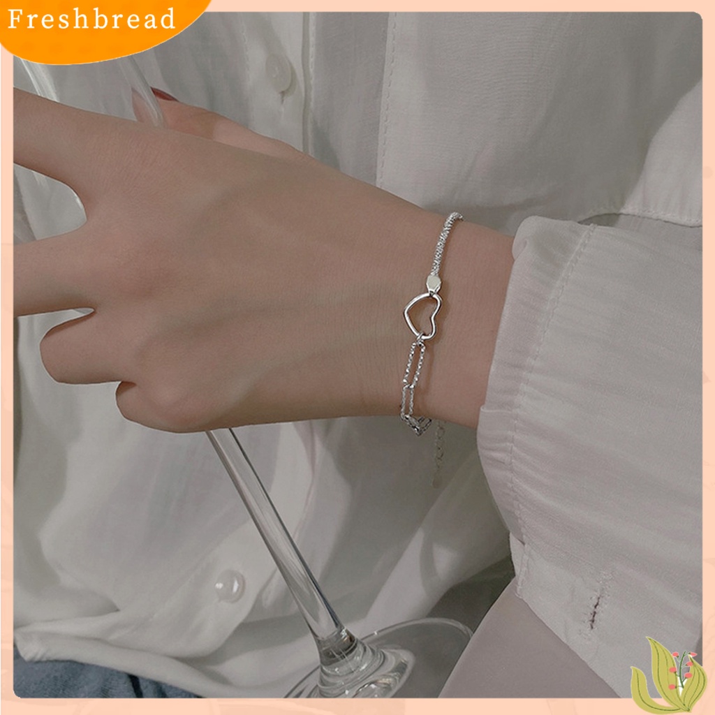 &lt; Freshbread &gt; Wanita Gelang Bright Luster Adjustable Geometris Electroplating All-match Dekorasi Hadiah Gadis Manis Cinta Hati Rantai Gelang Tangan Perhiasan Untuk Pernikahan