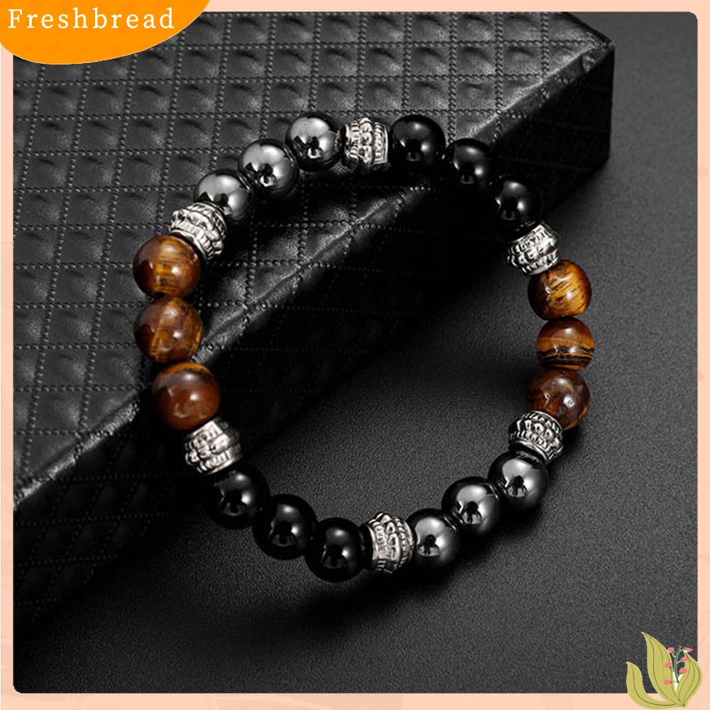 &lt; Freshbread &gt; Fashion Unisex Pumice Tiger Eye Stone Beads Gelang Pesona Tangan Pesta Perhiasan