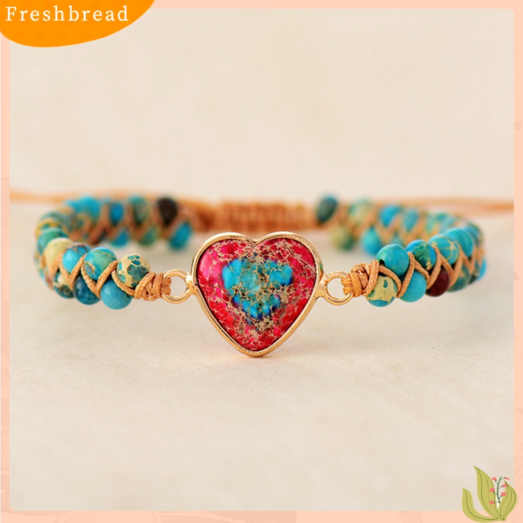 &lt; Freshbread &gt; Gelang Manik-Manik Adjustable Berbentuk Hati Manik-Manik Dua Lapis Buatan Tangan Hias Kepribadian Wanita Perhiasan Hadiah Gelang Tenun Untuk Kehidupan Sehari-Hari