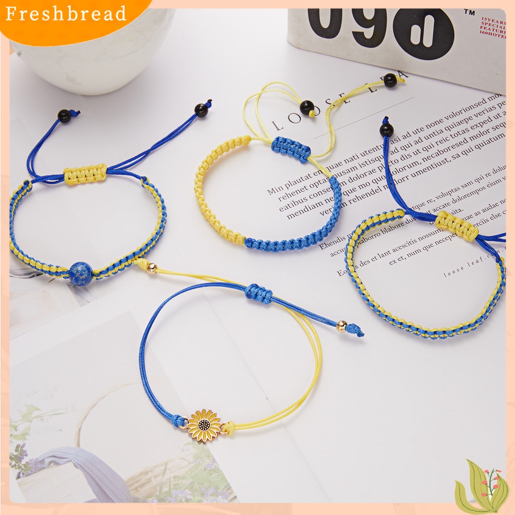 &lt; Freshbread &gt; Handmade Adjustable Rope Bracelet Cord Bendera Ukraina Warna Braided Wristband Properti Foto