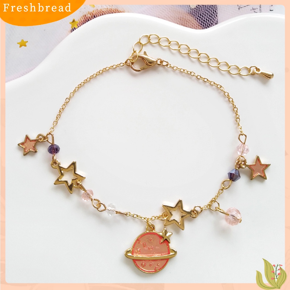 &lt; Freshbread &gt; Wanita Bintang Planet Menjuntai Faux Quartz Gelang Bangle Pesta Pernikahan Perhiasan Hadiah