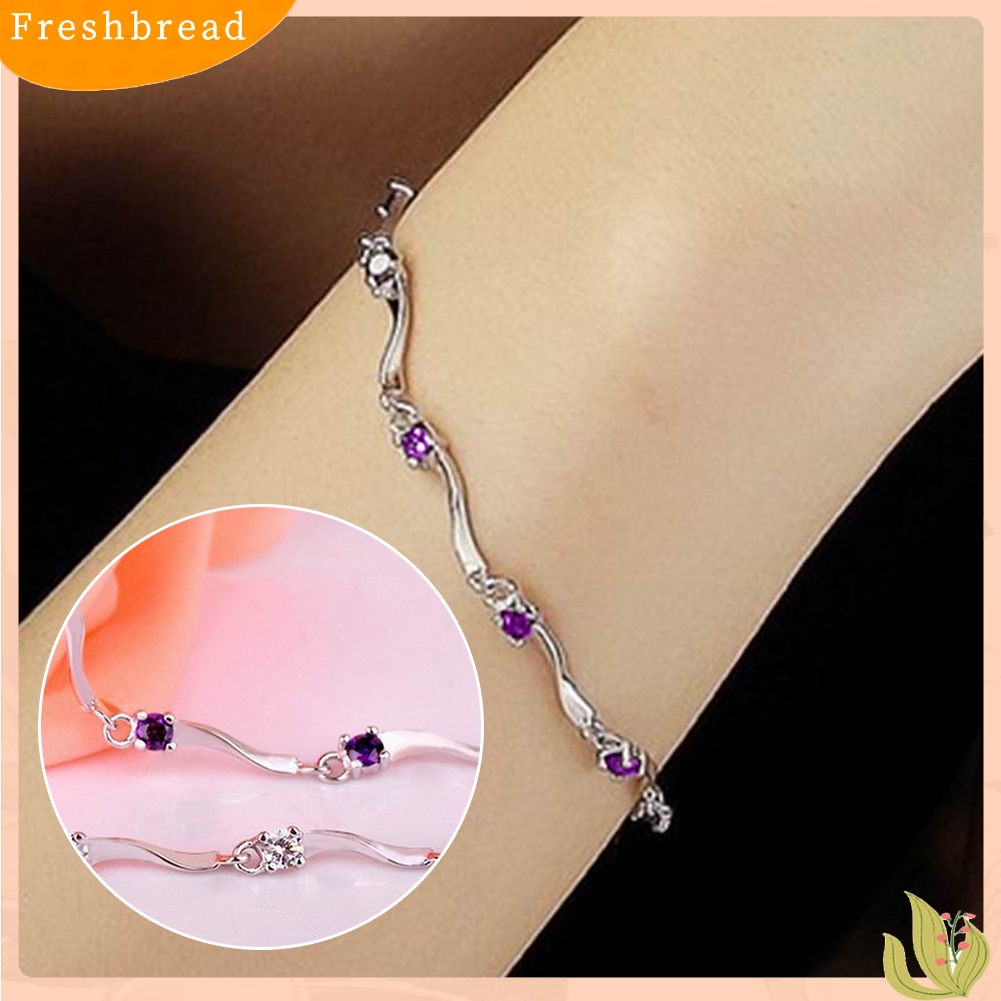 &lt; Freshbread &gt; Wanita Fashion Gelang Zirkon Hias Pesona Perhiasan Adjustable Bangle Pesta Hadiah