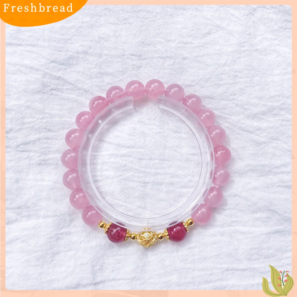 &lt; Freshbread &gt; Wanita Gelang Shiny Hias Menarik All-match Anti Luntur Perhiasan Hadiah Batu Alam Pink Strawberry Kristal Imitasi Wanita Pesona Gelang Untuk Pacar