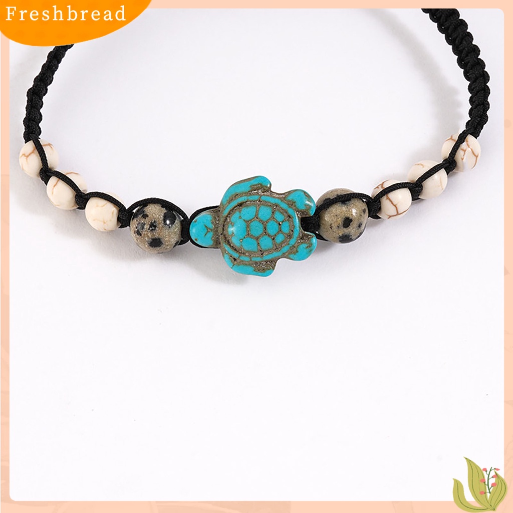 &lt; Freshbread &gt; 2Pcs Manik-Manik Gelang Retro Kura-Kura Dekorasi Buatan Tangan Adjustable Pengerjaan Halus Dekorasi Portabel Bohemian Batu Persahabatan Gelang Aksesori Pakaian