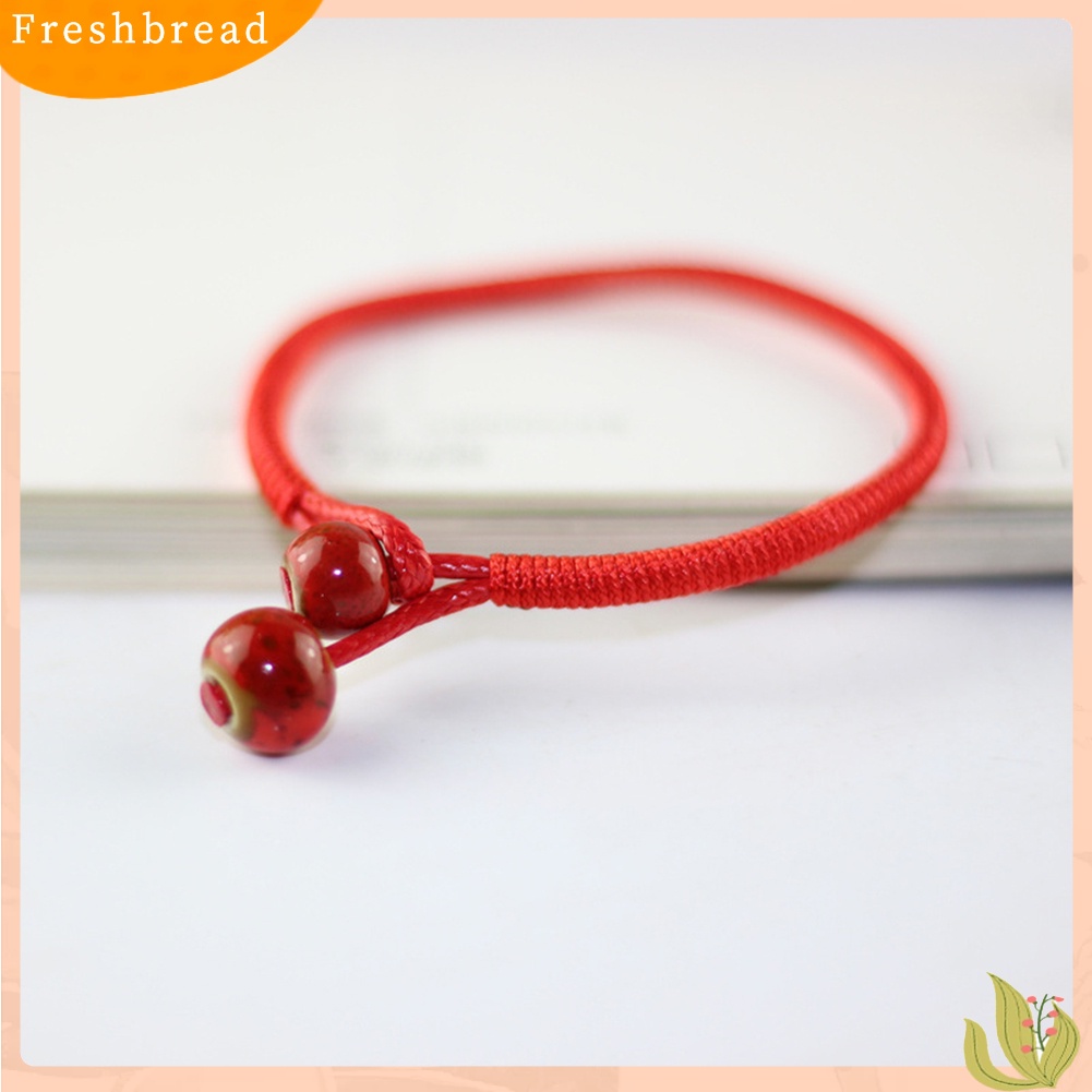 &lt; Freshbread &gt; Unisex Manik-Manik Keramik Pesona Dikepang Tali Beruntung Gelang Bangle Perhiasan Hadiah