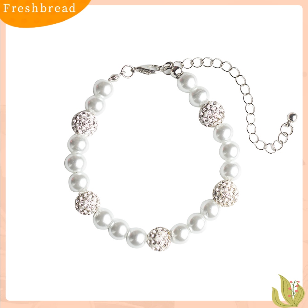 < Freshbread > Wanita Elegan Mutiara Palsu Hias Berlian Imitasi Liontin Gelang Hadiah Perhiasan Pernikahan
