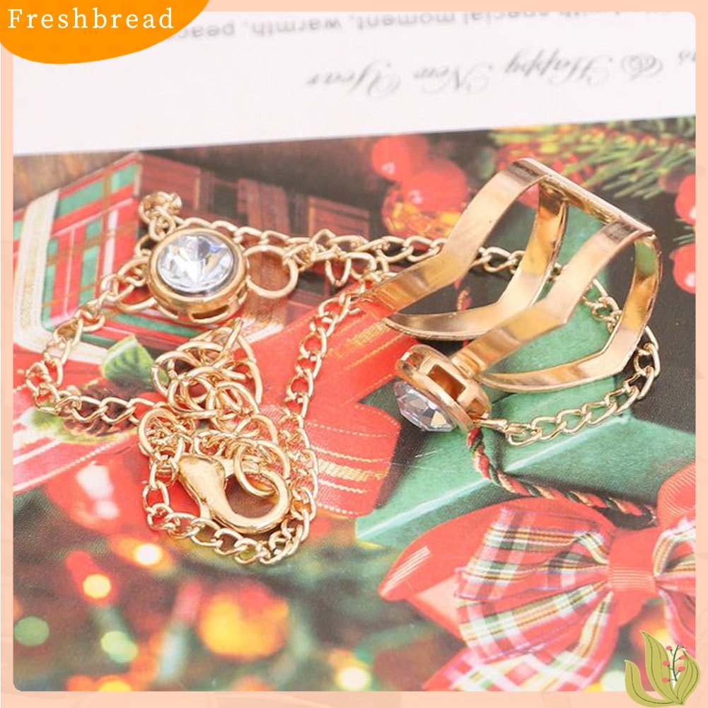 &lt; Freshbread &gt; Fashion Berongga Geometris Berlian Imitasi Bertatahkan Cincin Gelang Perhiasan Pengantin Pernikahan