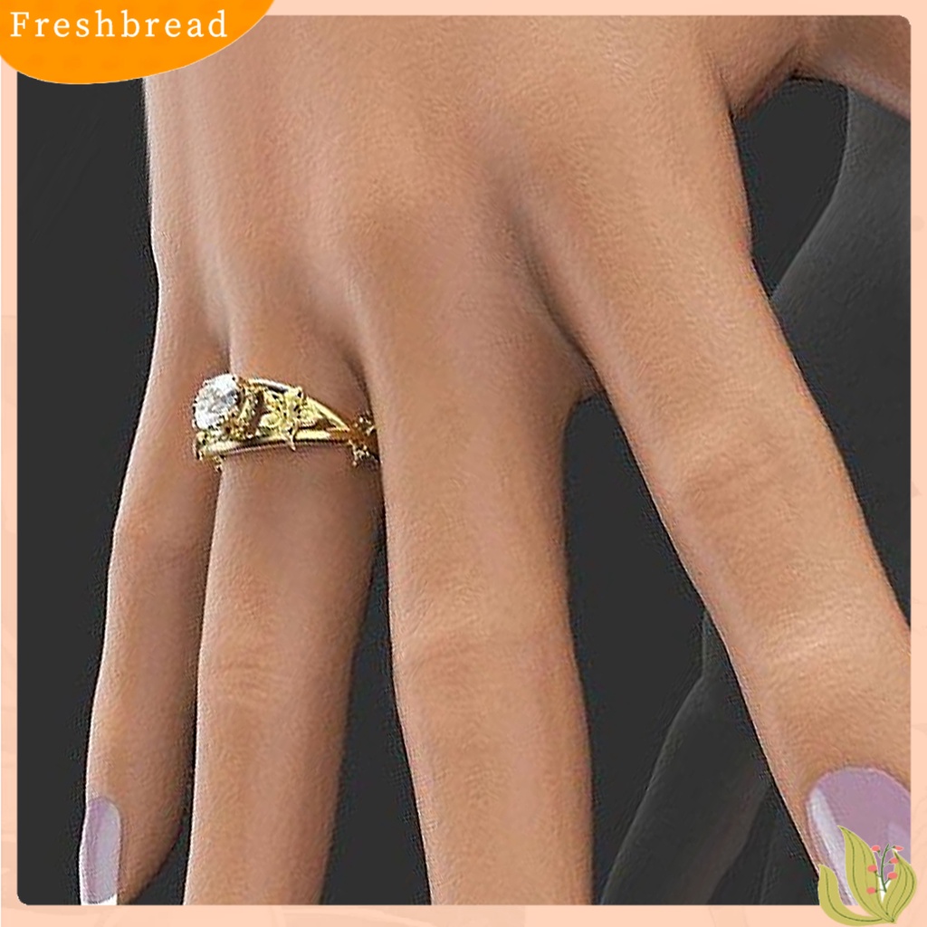 &lt; Freshbread &gt; Cincin Wanita Bunga Perhiasan Lapisan Ganda Berkilau Fashion Penampilan Cincin Jari Untuk Pernikahan