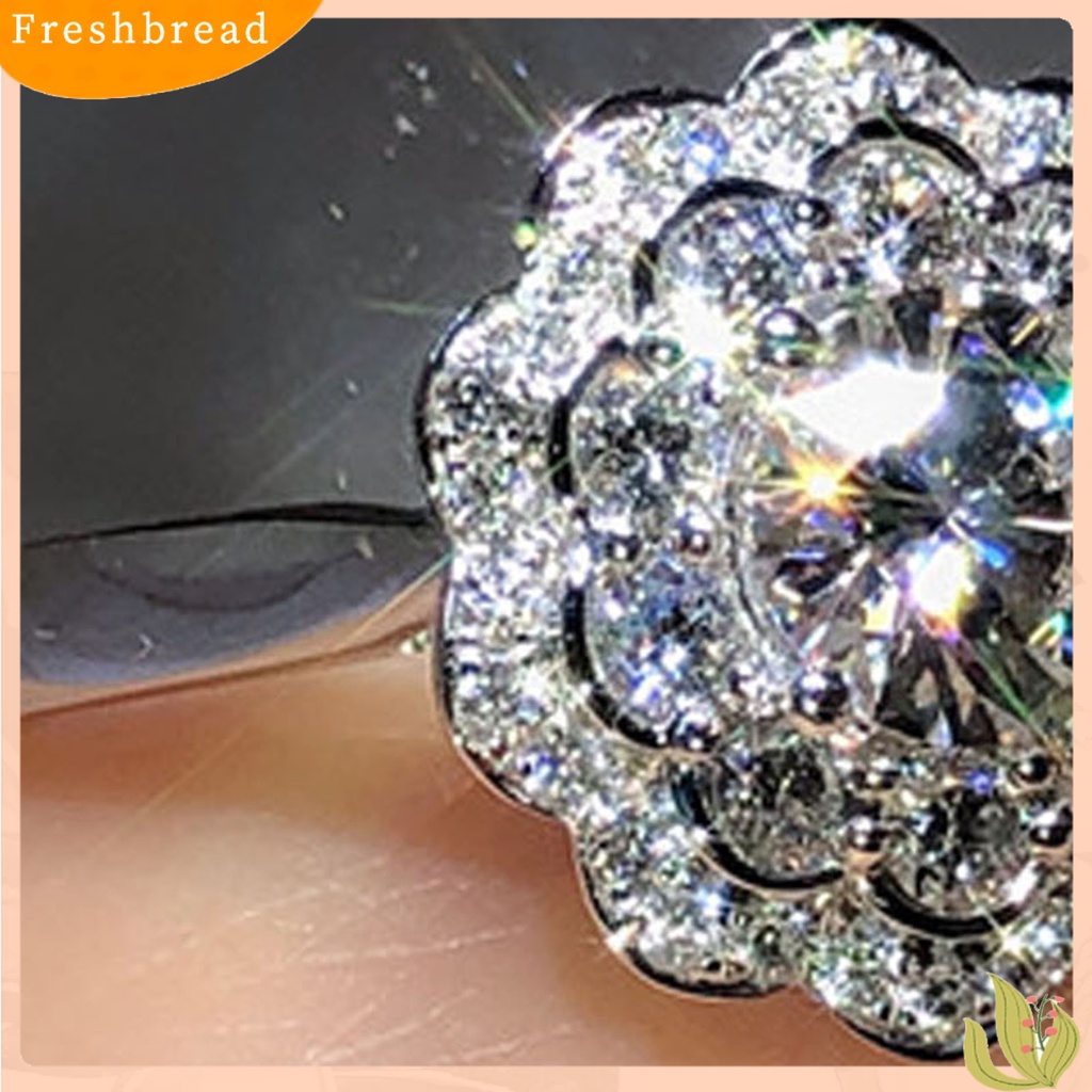 &lt; Freshbread &gt; Cincin Wanita Bersinar Hias Manis Cubic Zirconia Finger Ring Untuk Pesta