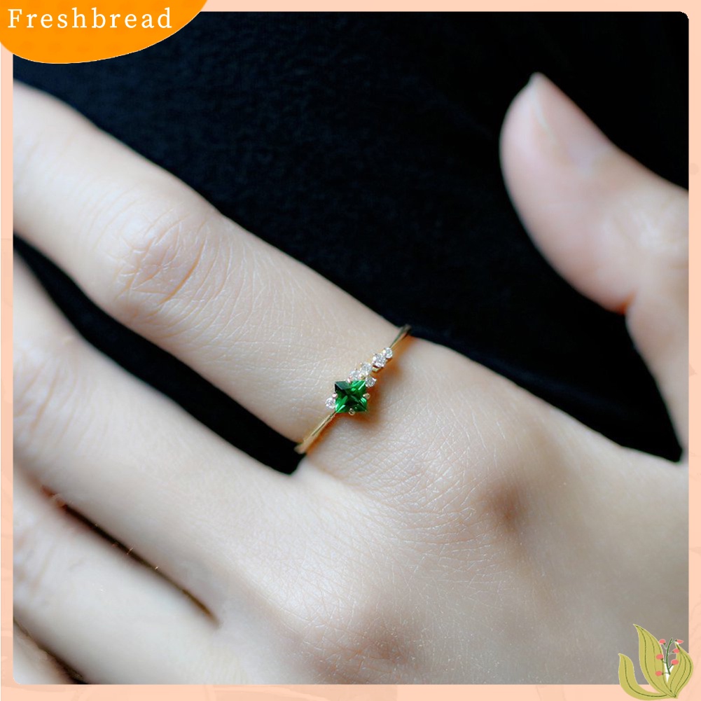 &lt; Freshbread &gt; Fashion Wanita Imitasi Zamrud Bertatahkan Jari Cincin Pernikahan Pertunangan Perhiasan Hadiah