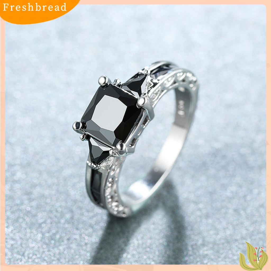 &lt; Freshbread &gt; Wanita Cincin Cubic Zirconia Eropa Dan Amerika Berongga Keluar Vintage Geometris Dekorasi Bersinar Lady Janji Pernikahan Band Cincin Perhiasan Aksesori