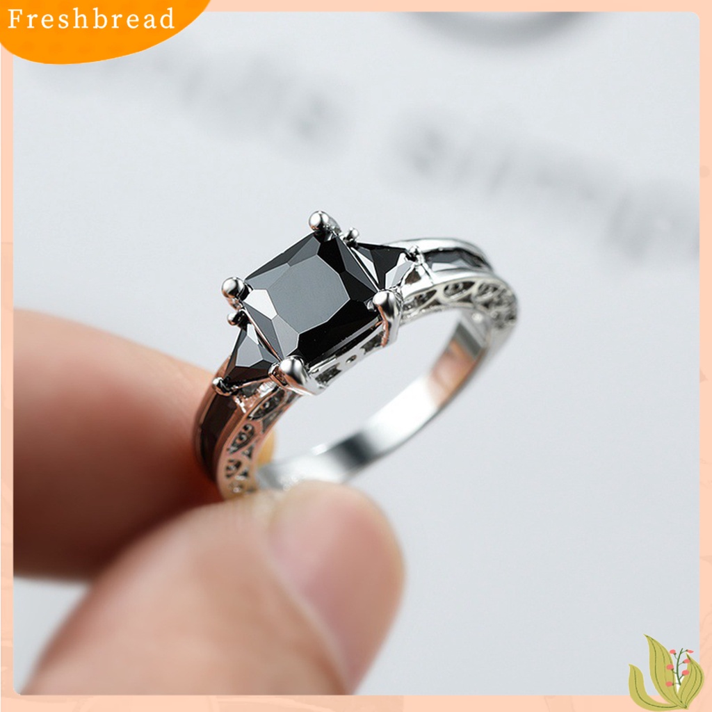 &lt; Freshbread &gt; Wanita Cincin Cubic Zirconia Eropa Dan Amerika Berongga Keluar Vintage Geometris Dekorasi Bersinar Lady Janji Pernikahan Band Cincin Perhiasan Aksesori