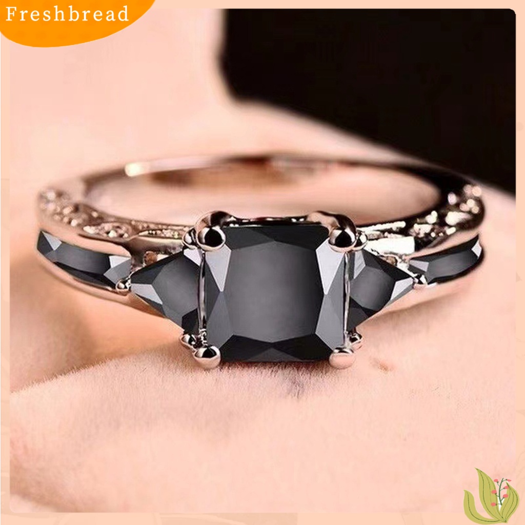 &lt; Freshbread &gt; Wanita Cincin Cubic Zirconia Eropa Dan Amerika Berongga Keluar Vintage Geometris Dekorasi Bersinar Lady Janji Pernikahan Band Cincin Perhiasan Aksesori