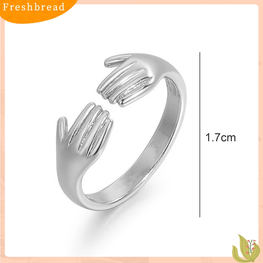 &lt; Freshbread &gt; Wanita Cincin Geometris Electroplating Halus Adjustable Menawan Dekorasi Tahan Luntur Kepribadian Retro Cinta Peluk Cincin Wanita Perhiasan