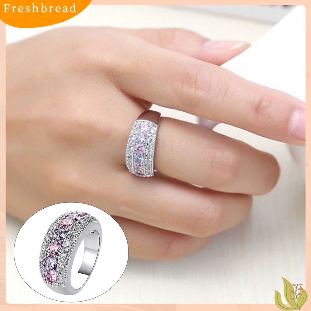 &lt; Freshbread &gt; Paduan Wanita Cincin Electroplating Hias Kristal Imitasi Jari Cincin Perhiasan Aksesoris