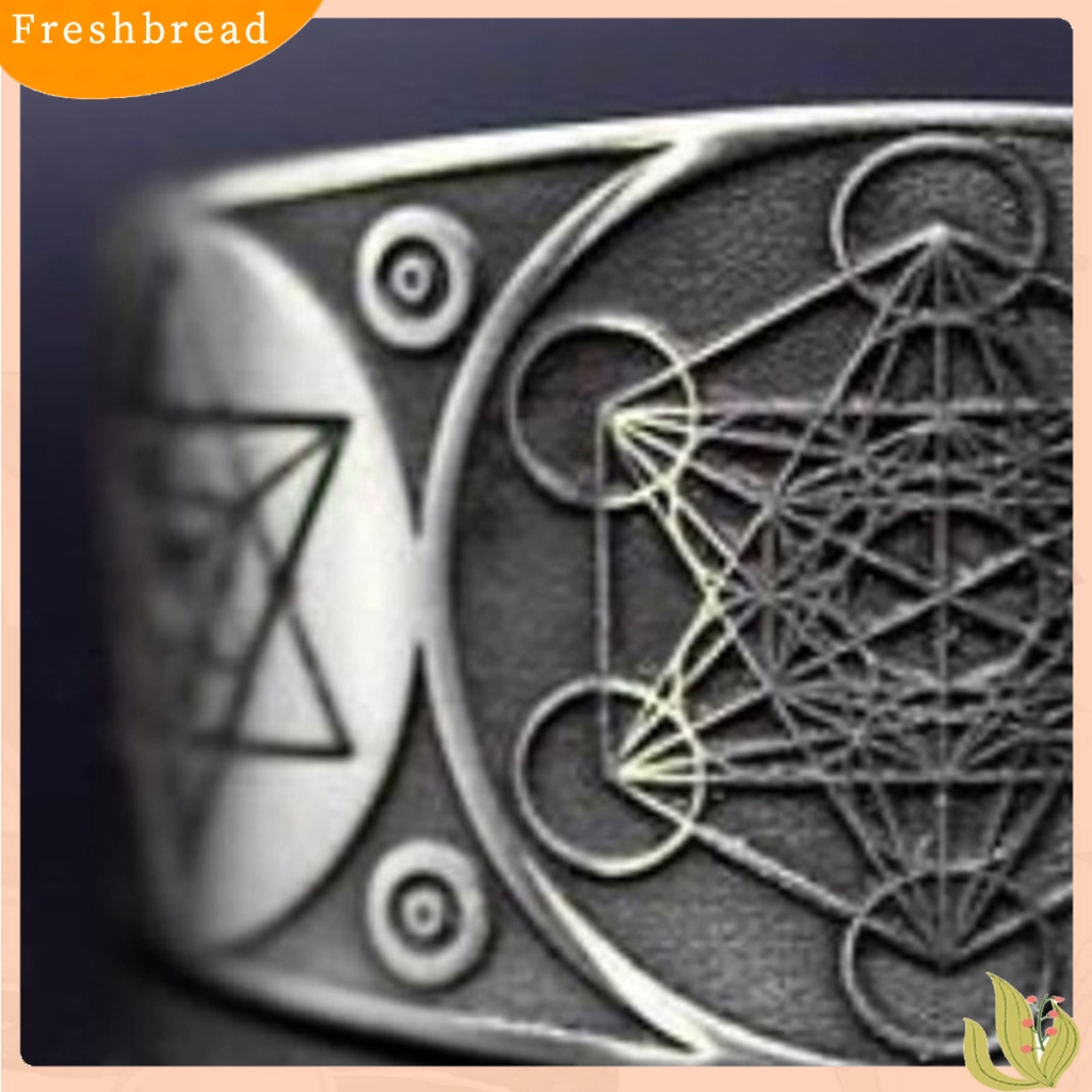 &lt; Freshbread &gt; Pola Hexagram Vintage Unisex Cincin Alloy Pembukaan Yang Dapat Disesuaikan Punk Jari Cincin Perhiasan Aksesori