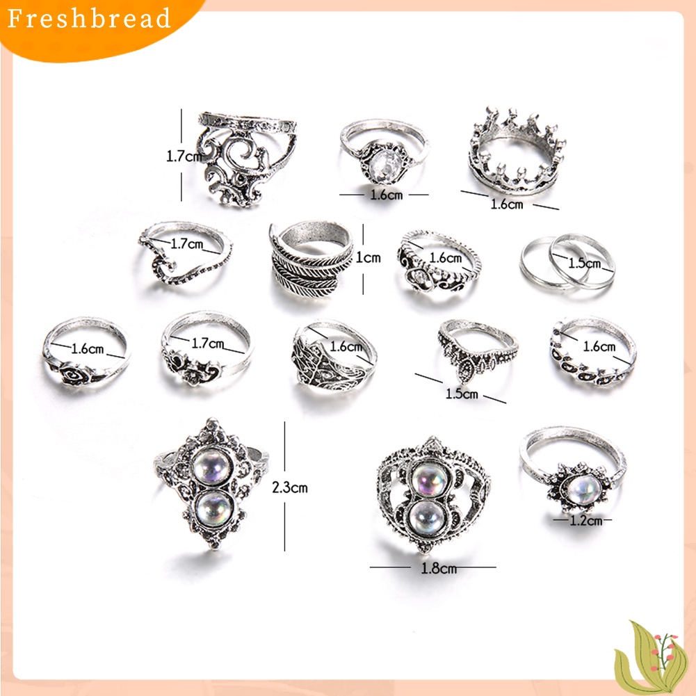 &lt; Freshbread &gt; 16Pcs/Set Retro Boho Hamsa Tangan Mahkota Jari Midi Buku Jari Susun Rings Perhiasan