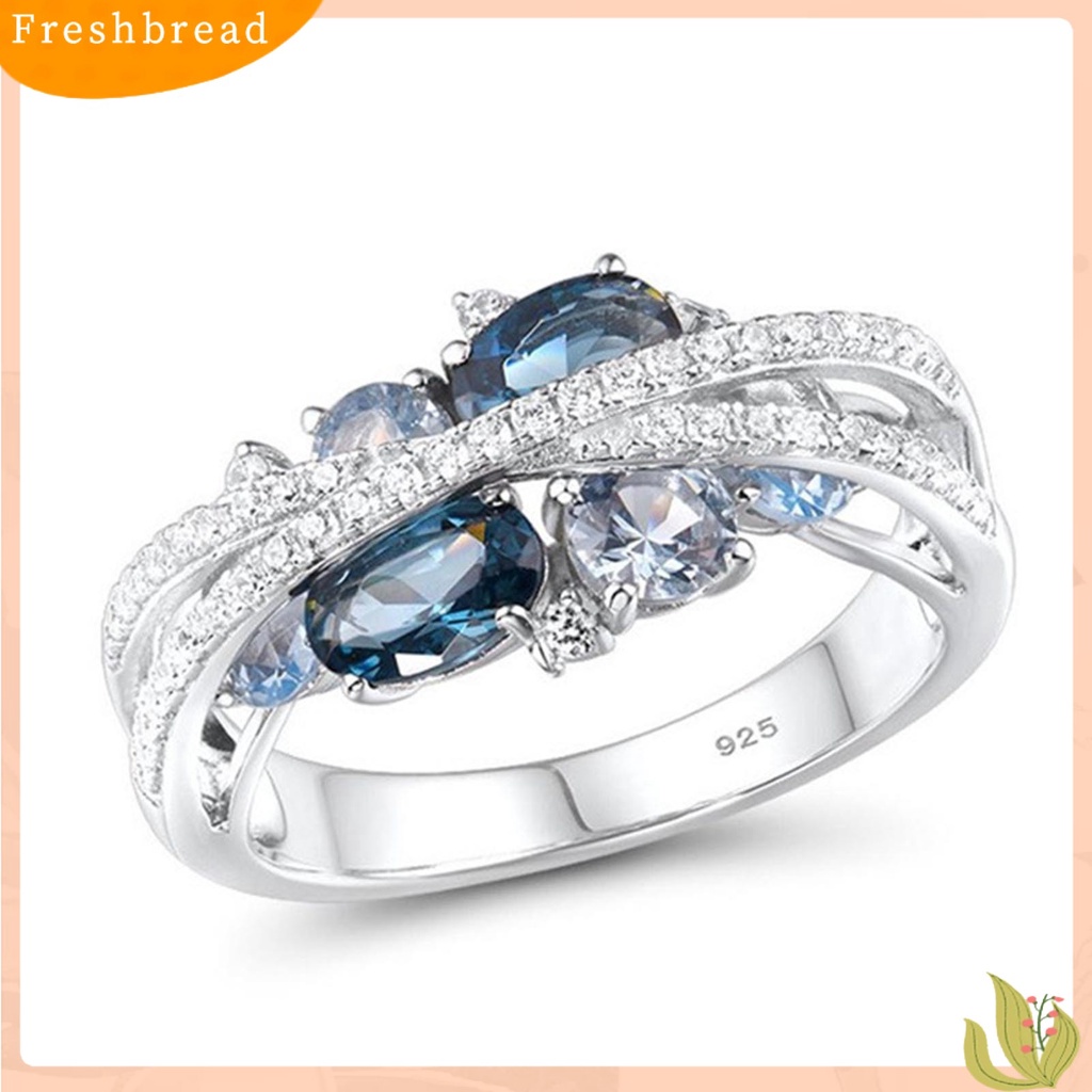 &lt; Freshbread &gt; Cincin Wanita Bentuk X Cubic Zirconia Perhiasan Vintage Bright Luster Ring Untuk Pakaian Sehari-Hari