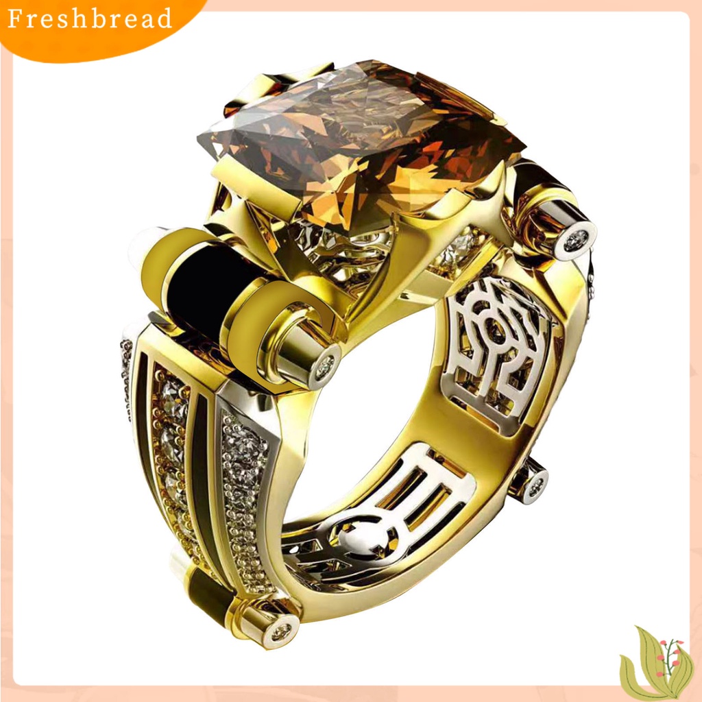 &lt; Freshbread &gt; Unisex Cincin Vintage Gothic Mewah Berlian Imitasi Mengkilap Electroplating Dekorasi Hadiah Pria Wanita Cubic Zirconia Fidget Ring Jewelry Untuk Pakaian Sehari-Hari