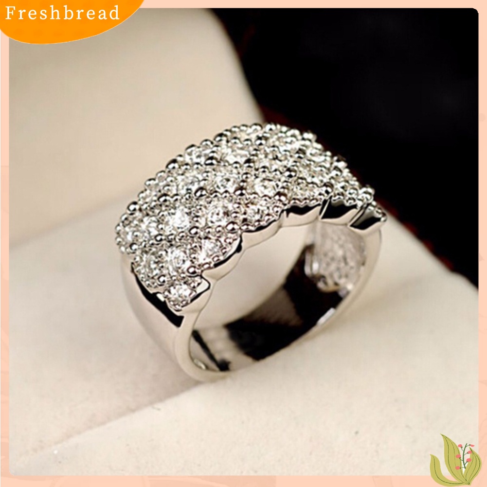 &lt; Freshbread &gt; Wanita Mewah Berlian Imitasi Bertatahkan Jari Cincin Pernikahan Pertunangan Perhiasan Hadiah