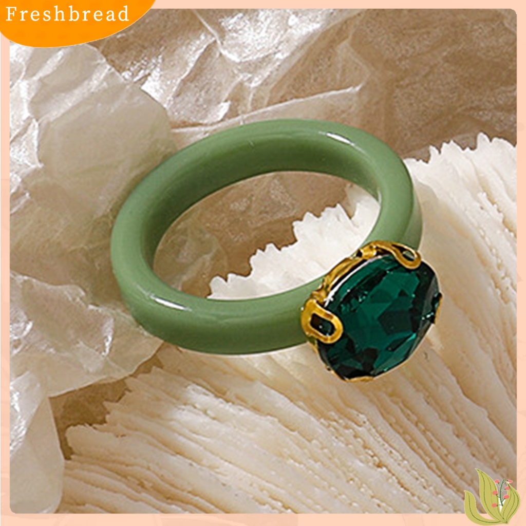 &lt; Freshbread &gt; Cincin Jari Berlian Imitasi Warna Permen Wanita All Match Round Ring Untuk Pacaran