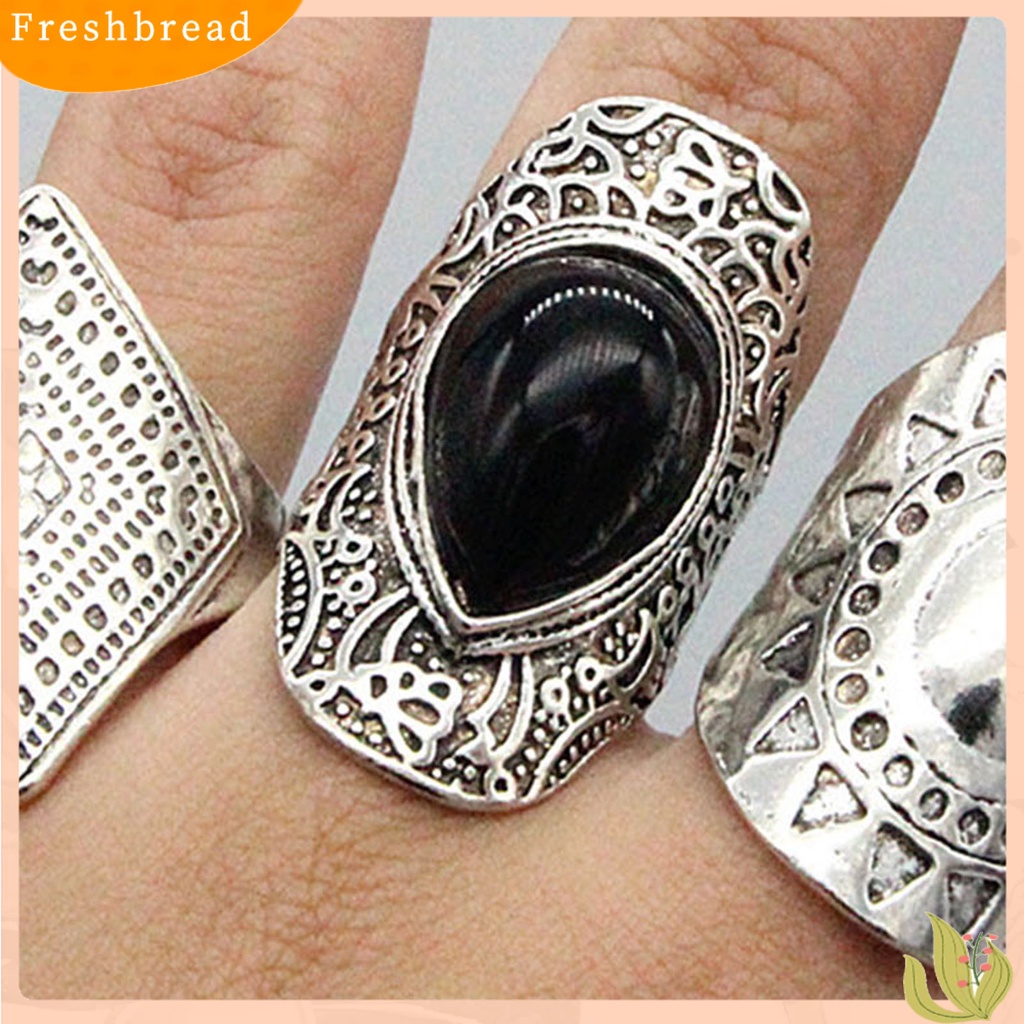 &lt; Freshbread &gt; 4Pcs/Set Cincin Unisex Gaya Bohemian Tahan Aus Cincin Fidget Ringan Super Cool Untuk Pesta