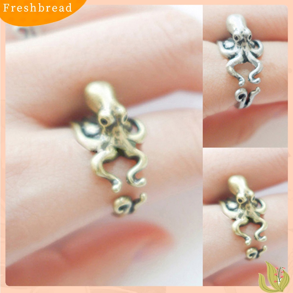 &lt; Freshbread &gt; Wanita Pria Retro Cincin Gurita Yang Dapat Disesuaikan Cincin Buku Jari Hewan Perhiasan Fashion