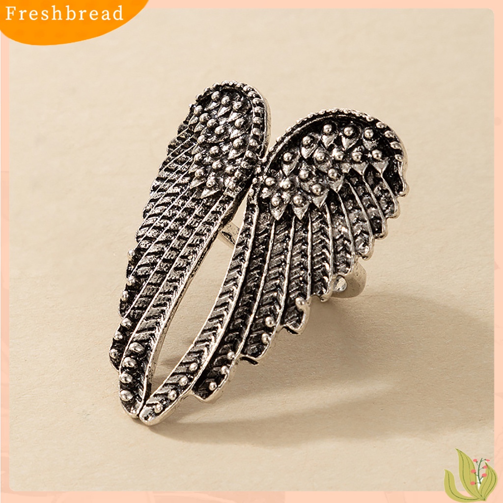 &lt; Freshbread &gt; Cincin Wanita Warna Silver Tahan Aus Cincin Logam Alloy Sayap Malaikat Untuk Pesta