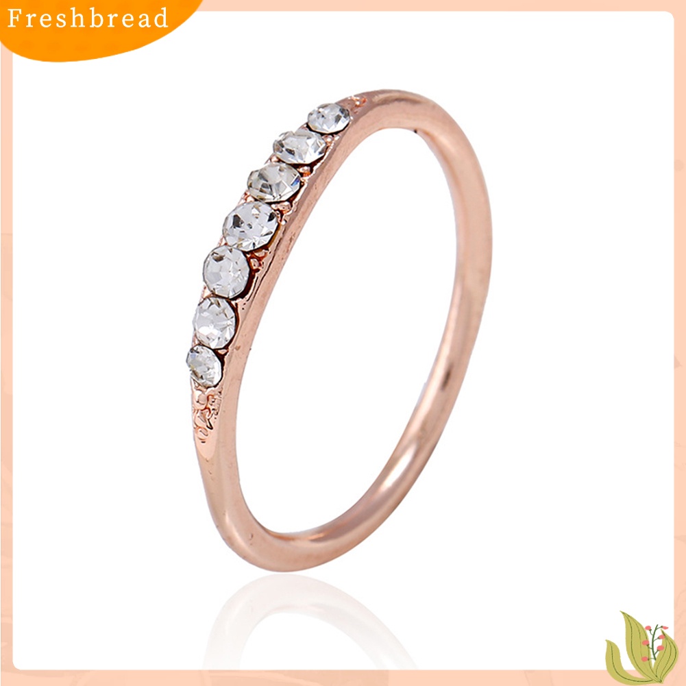 < Freshbread > Wanita Fashion Berlian Imitasi Bertatahkan Band Jari Cincin Pernikahan Pertunangan Perhiasan Hadiah