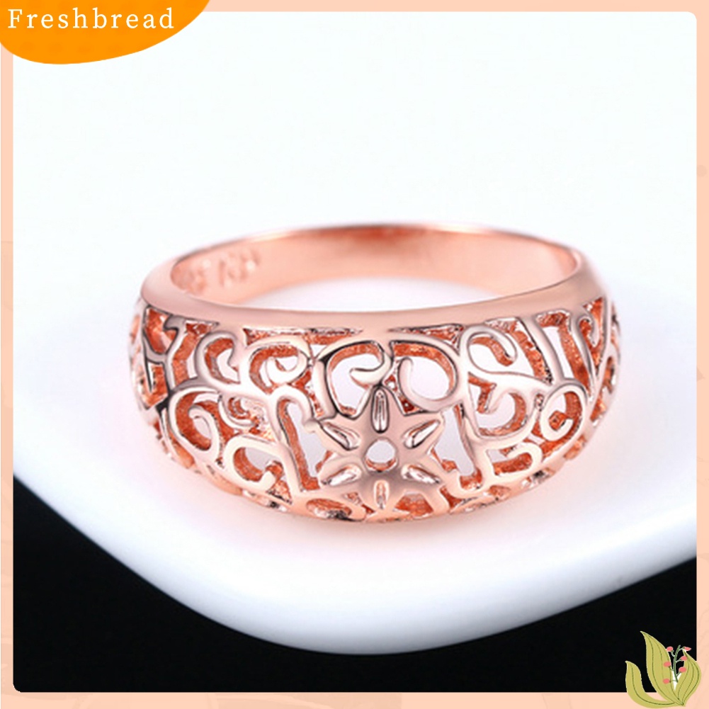 &lt; Freshbread &gt; Fashion Wanita Berongga Bunga Band Handmade Jari Cincin Pertunangan Perhiasan Deor