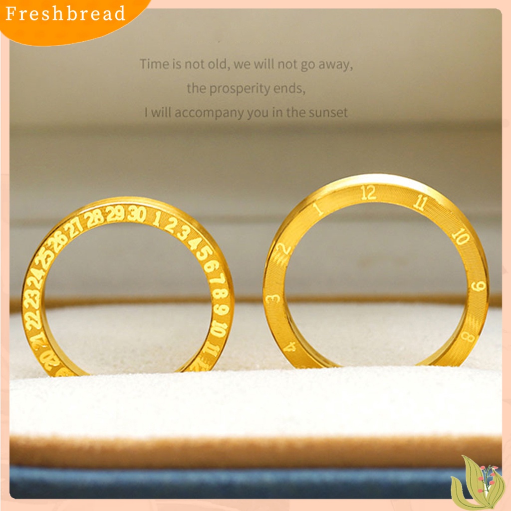 &lt; Freshbread &gt; Cincin Buku Jari Tahan Luntur Elektroplating Nomor Ukiran Temperamen Hypoallergenic Menghias Permukaan Halus Baja Titanium Jari Emas Cincin Perhiasan Aksesoris