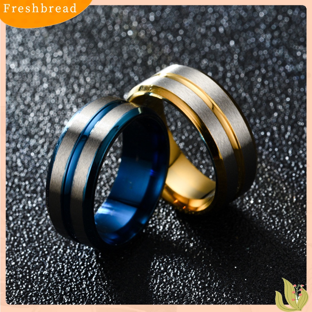 &lt; Freshbread &gt; Fashion Pria Wanita Two Tone Band Finger Cincin Pernikahan Pertunangan Perhiasan Hadiah