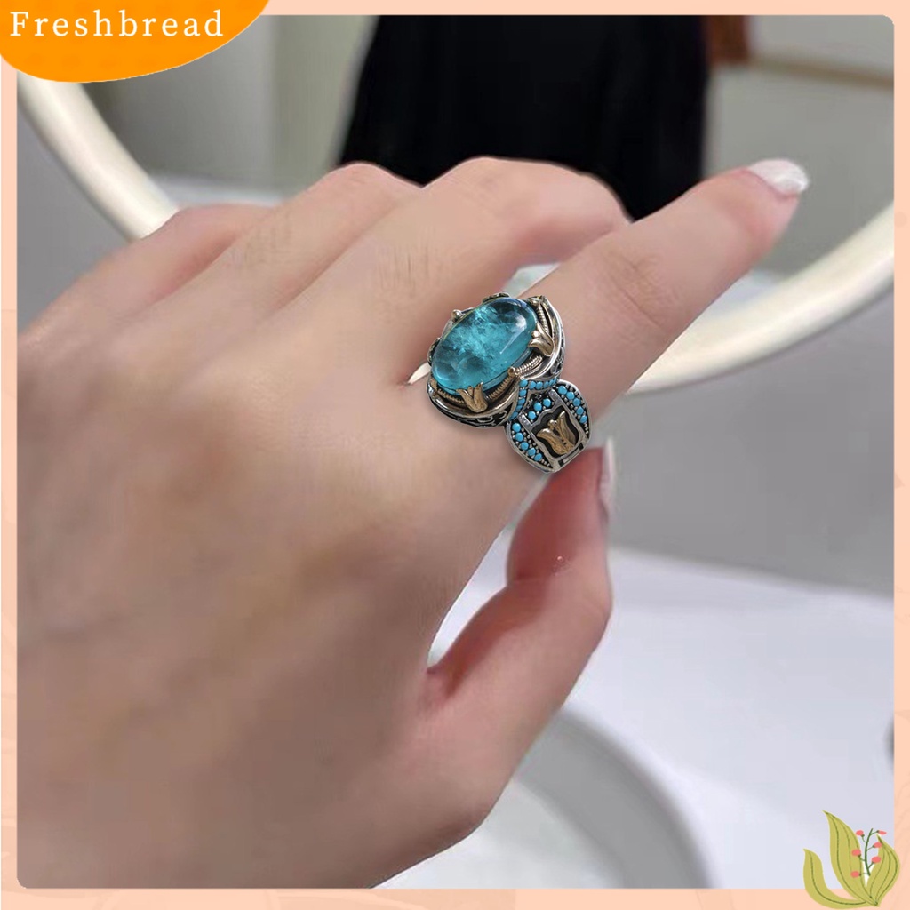 &lt; Freshbread &gt; Cincin Laki-Laki Gaya Eropa Dan Amerika Kepribadian Tangan Ukiran Vintage Hias Batu Biru Cincin Pernikahan Aksesori Perhiasan