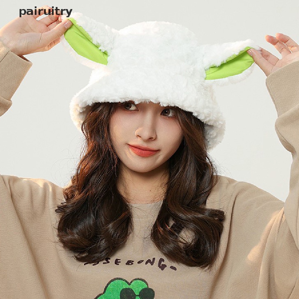Prt Handmade Sheep Baa Bucket Hat Lolita Sheep Cap Dengan Kuping Cewek Lucu Bahan Lambswool Hitam Putih Topi Telinga Domba Hadiah Liburan PRT