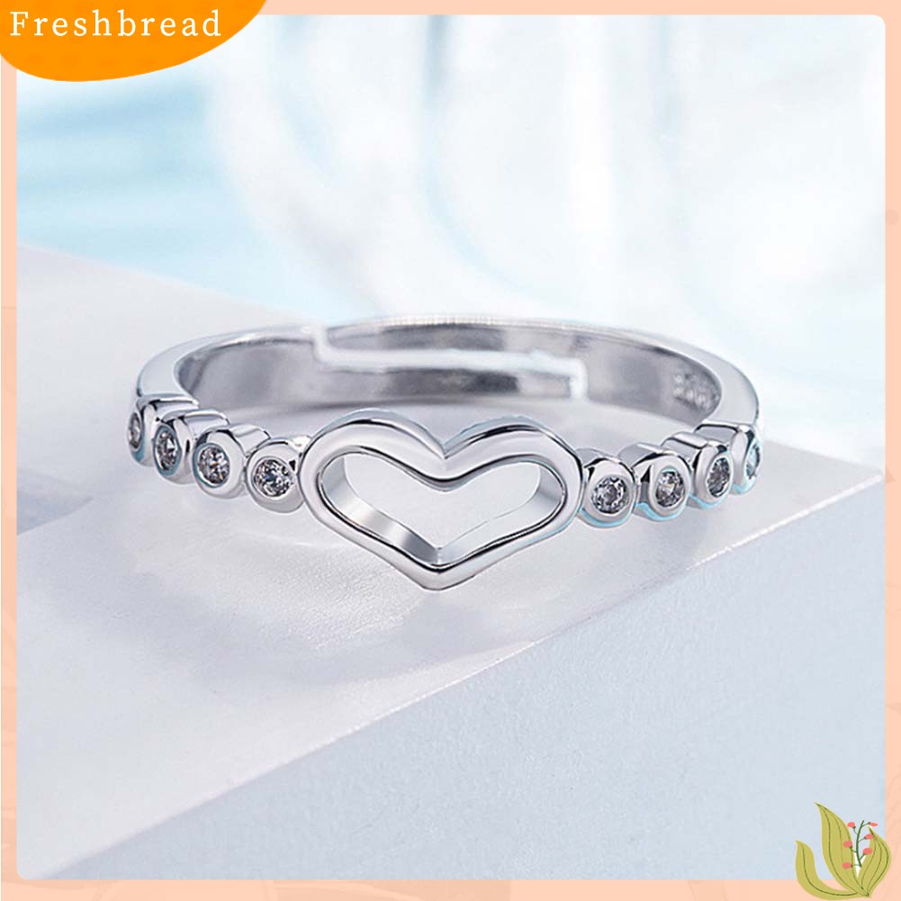 &lt; Freshbread &gt; Wanita Berongga Hati Berlian Imitasi Bertatahkan Jari Cincin Hadiah Perhiasan Pesta Pernikahan