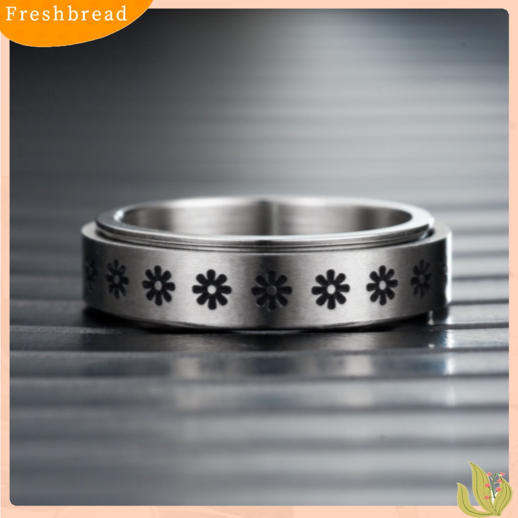 &lt; Freshbread &gt; Cincin Unisex Geometris Artistik Titanium Steel Cincin Jari Luar Yang Dapat Diputar Untuk Pesta